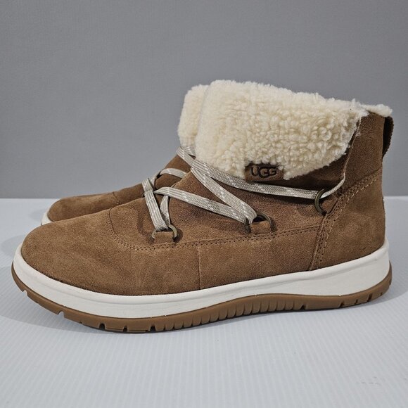 UGG Shoes - Ugg Lakesider Heritage Lace Boot Sneaker Waterproof Chesnut Brown Suede Size 10